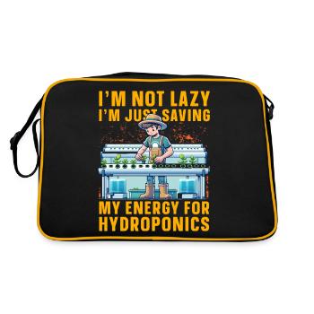 I'm not lazy I'm just saving energy for hydroponic - Retro Bag - black/gold - Back