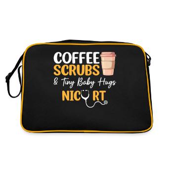 Kaffee-Peelings Und Winzige Baby-Umarmungen Lustige NICU RT - Retro Tasche - Schwarz/Gold - Hinten