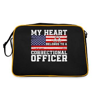 Correction Officer Wife Thin Silver Line Wife - Retro Bag - black/gold - Back