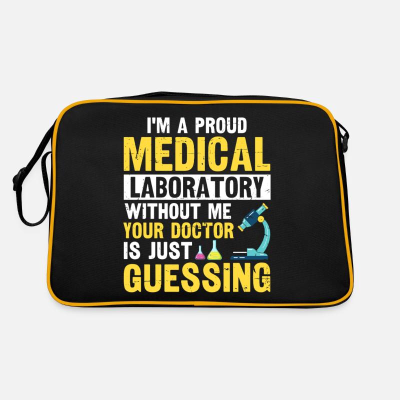 Ich bin ein stolzes medizinisches Labor Lustiges Labor - Retro Tasche - Schwarz/Gold