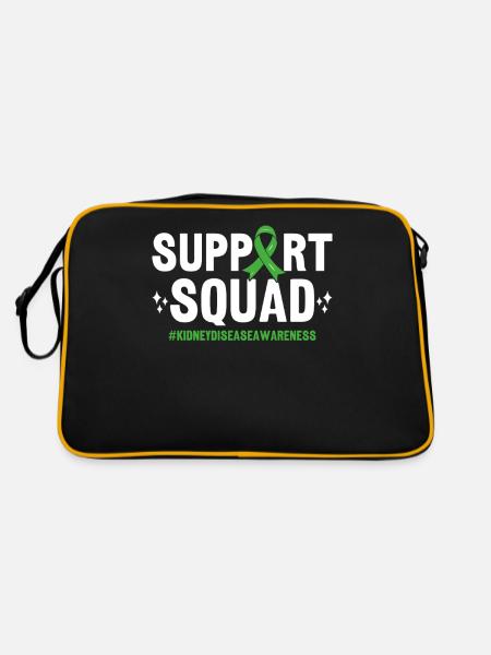 Support Squad Green Ribbon Kidney Transplant - Retro Bag - black/gold - Back