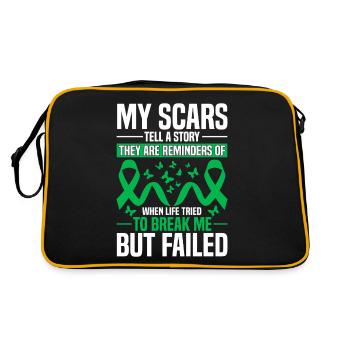 Meine Narben erzählen eine Geschichte Green Ribbon Nierenerkrankung - Retro Tasche - Schwarz/Gold - Hinten
