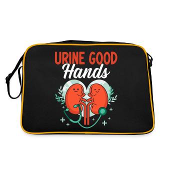Urine Good Hands Funny Dialysis Nephrology Kidney - Retro Bag - black/gold - Back