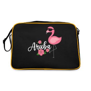 Aruba Bonaire, Curaçao, Drôle de Flamingo Beach, néerlandais - Sac Retro - noir/or - Dos