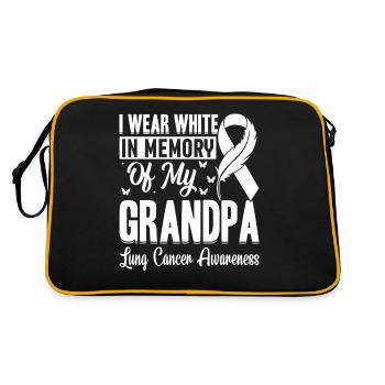 I Wear White In Memory Funny Grandpa Lung Cancer - Retro Bag - black/gold - Back