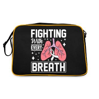 Lung Cancer White Ribbon Pulmonary Carcinoma Lung - Retro Bag - black/gold - Back