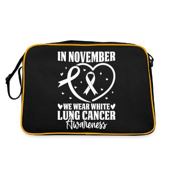In November We Wear White Ribbon Lung Cancer - Retro Bag - black/gold - Back