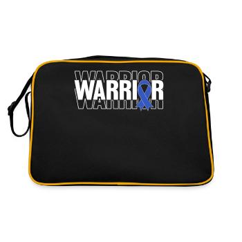 Warrior Blue Ribbon Colorectal Colon Bowel Cancer - Retro Bag - black/gold - Back