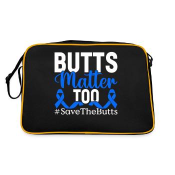 Butts Matter Too Blue Ribbon Bowel Colorectal - Retro Bag - black/gold - Back