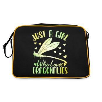 Funny Dragonfly Girls Entomologist Flying Insect - Retro Bag - black/gold - Back