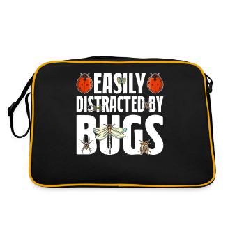 Easily Distracted By Bugs Entomology Funny Bugs - Retro Bag - black/gold - Back