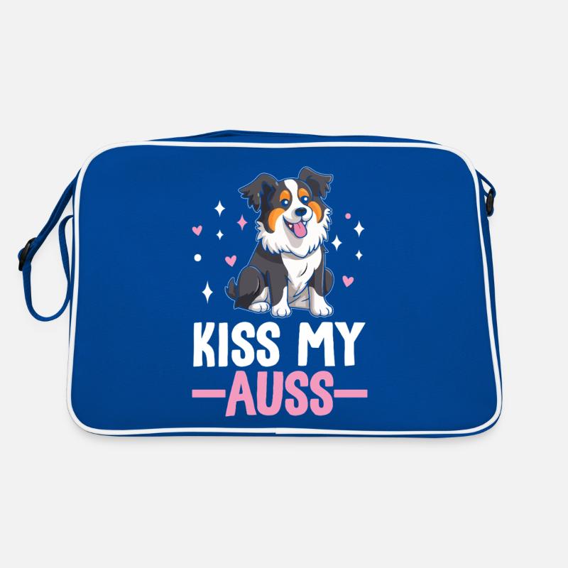 Kiss My Aussie Lustiger Australian Shepherd Aussie Retro Tasche