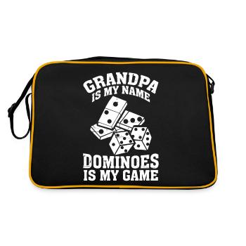 Opa ist mein Name Kachel basiertes Spiel Lustiger Opa - Retro Tasche - Schwarz/Gold - Hinten
