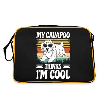 Funny Cavapoo Furry Dog Cavadoodle Funny Puppy - Retro Bag - black/gold - Back