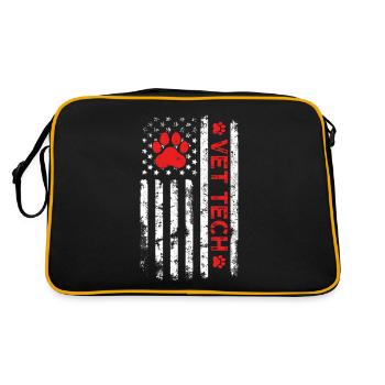 Vet Tech USA Flagge Lustige Veterinärmedizin - Retro Tasche - Schwarz/Gold - Hinten