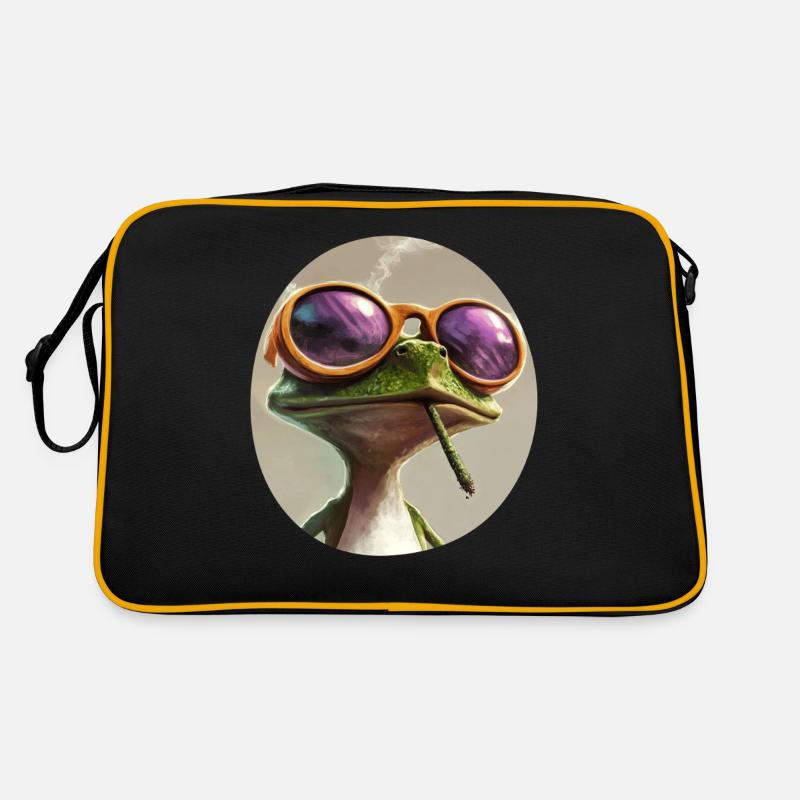 Cartoon frog smoking weed: Psychedelic croak Retro Bag