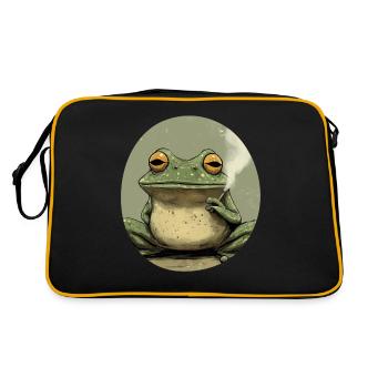 Une grenouille fumeuse de marijuana rit : weed et croassement - Sac Retro - noir/or - Dos