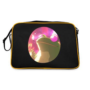 Cartoon frog smoking weed: Weed and croaking party - Retro Bag - black/gold - Back
