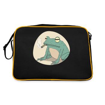 Funny frog smokes pot: pure cannabis and croak - Retro Bag - black/gold - Back
