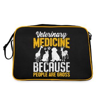 Veterinärmedizin, weil Menschen grob sind - Retro Tasche - Schwarz/Gold - Hinten