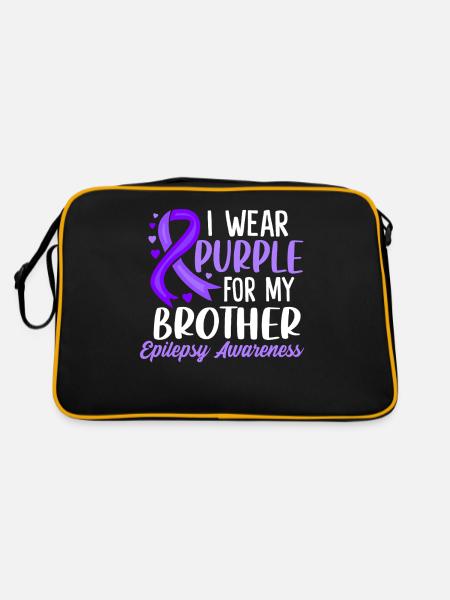Je porte du violet pour mon frère Ruban violet - Sac Retro - noir/or - Dos