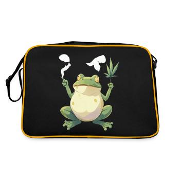 Grenouille avec joint et feuille de cannabis - Weed Frog - Sac Retro - noir/or - Dos