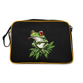 Grenouille sur feuille de cannabis avec joint - Weed Frog - Sac Retro - noir/or - Dos
