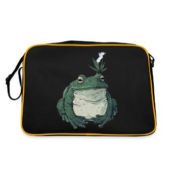 Fat Frog with Cannabis Leaf - Weed Frog - Retro Bag - black/gold - Back