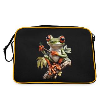 Frog with Joint on Branch - Weed Frog Design - Retro Bag - black/gold - Back