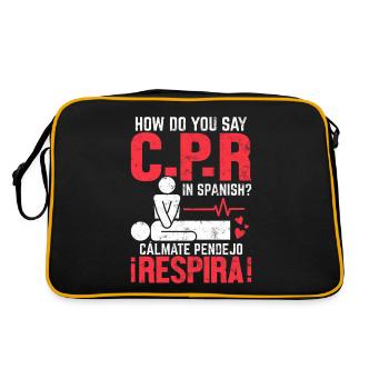 How Do You Say CPR In Spanish Funny EMT - Retro Bag - black/gold - Back