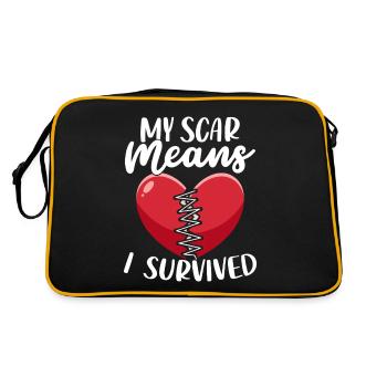 Meine Narbe bedeutet, dass ich einen kardiologischen Herzinfarkt überlebt habe - Retro Tasche - Schwarz/Gold - Hinten