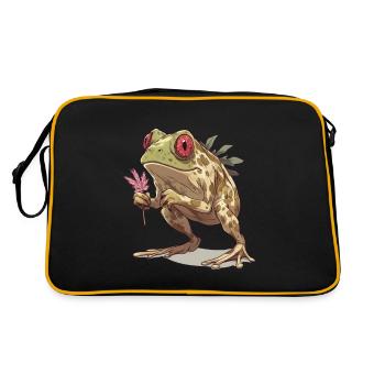 Frog with red eye and cannabis leaf - Retro Bag - black/gold - Back