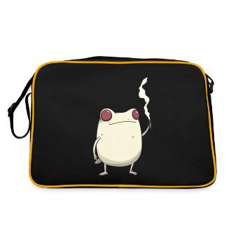 Red-eyed frog and cannabis flower - Retro Bag - black/gold - Back
