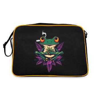 Grenouille avec joint et feuille de cannabis - Weed Frog - Sac Retro - noir/or - Dos
