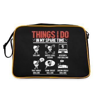 Ce que je fais pendant mon temps libre Fumer de la viande - Sac Retro - noir/or - Dos