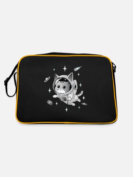Astronaut Cat - Retro Bag - black/gold - Back