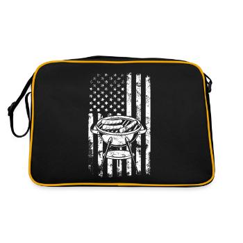 American Flag BBQ Funny Grilling Meat Smoking - Retro Bag - black/gold - Back