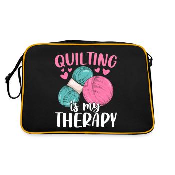 Quilten ist meine Therapie Handstick-Hobbyist - Retro Tasche - Schwarz/Gold - Hinten