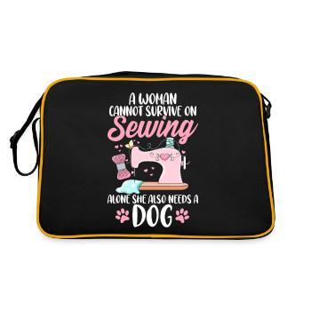 Funny Sewing Dog Quilting Crochet Hobbyist Dog - Retro Bag - black/gold - Back