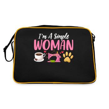 I'm A Simple Woman Funny Sewing Dogs And Coffee - Retro Bag - black/gold - Back