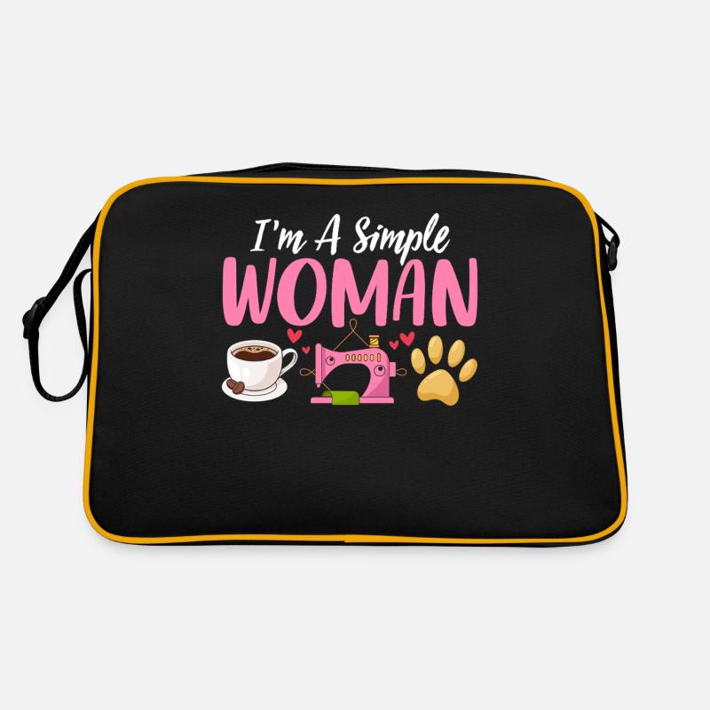 Ich bin Eine Einfache Frau Lustig Näht Hunde Und Kaffee Retro Tasche