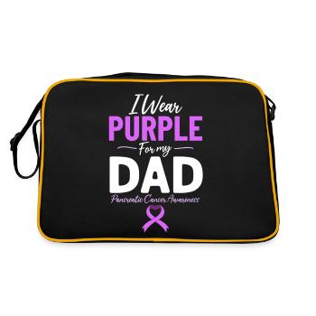 Bauchspeicheldrüsenkrebs Vater Exokriner Tumor Lila Band - Retro Tasche - Schwarz/Gold - Hinten