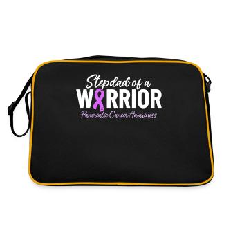 Stiefvater Von Einem Krieger Lila Band Lustig - Retro Tasche - Schwarz/Gold - Hinten