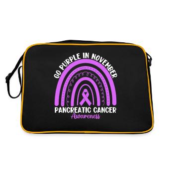 Go Purple Im November Lila Band Bauchspeicheldrüse - Retro Tasche - Schwarz/Gold - Hinten