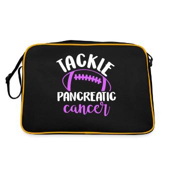 Tackle Pancreatic Cancer Football Funny Purple - Retro Bag - black/gold - Back