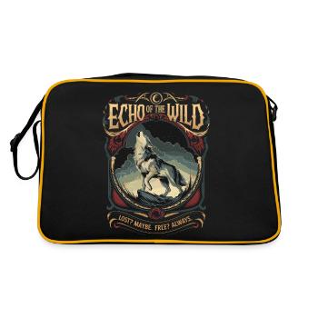Écho de la nature | Loup hurlant et liberté - Sac Retro - noir/or - Dos
