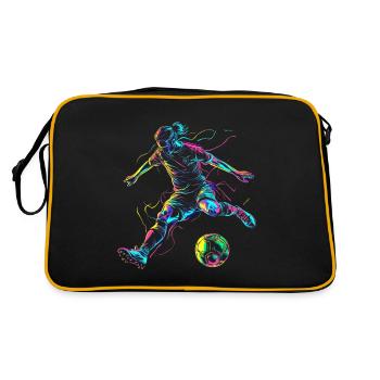 Farbexplosion Fußballer - Dynamisches Design - Retro Tasche - Schwarz/Gold - Hinten