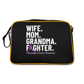 Ehefrau Mama Oma Kämpfer Lila Band Bauchspeicheldrüse - Retro Tasche - Schwarz/Gold - Hinten