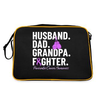 Ehemann Papa Opa Kämpfer Lila Band - Retro Tasche - Schwarz/Gold - Hinten