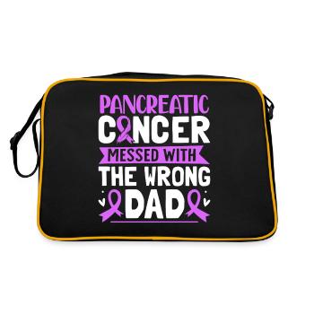 Bauchspeicheldrüsenkrebs Papa Lustiges Lila Band - Retro Tasche - Schwarz/Gold - Hinten